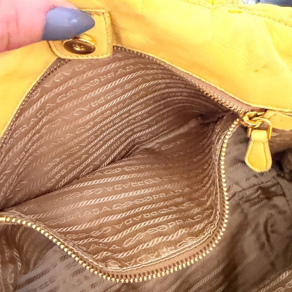 Prada Nappa Gaufre Leather Bag With Bow Accent - Picture 11 of 12
